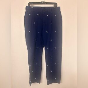Brooks Brothers Clark Navy 100% Cotton Chino Pants Nautical Theme 34X30